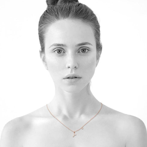 Solid 925 Sterling Silver Initial Crystal Personalised Alphabet Letter Necklace Rose Gold Filled